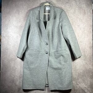Old Navy Overcoat Jacket Womens Size XL Gray Wool‎ Blend Longline Business